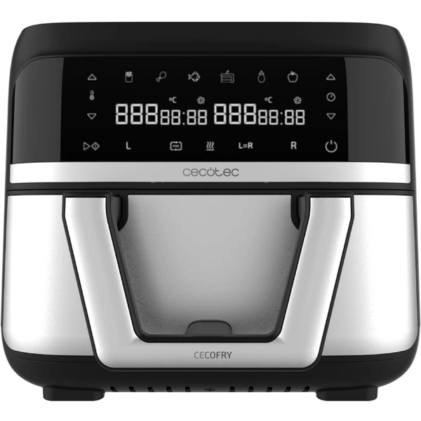 აეროგრილი Cecotec 4996 Freidora de aire Cecofry Dual 9000, 2850W, 9L, Air Fryer, Black/Silver