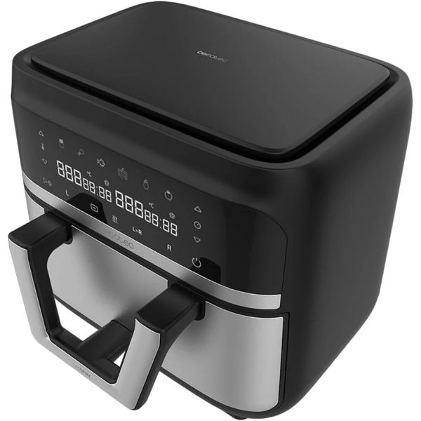 აეროგრილი Cecotec 4996 Freidora de aire Cecofry Dual 9000, 2850W, 9L, Air Fryer, Black/Silver