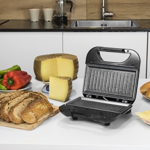 სენდვიჩის აპარატი Cecotec 3030 Rock’nToast Square, 750W, Sandwich Maker, Black/Silver