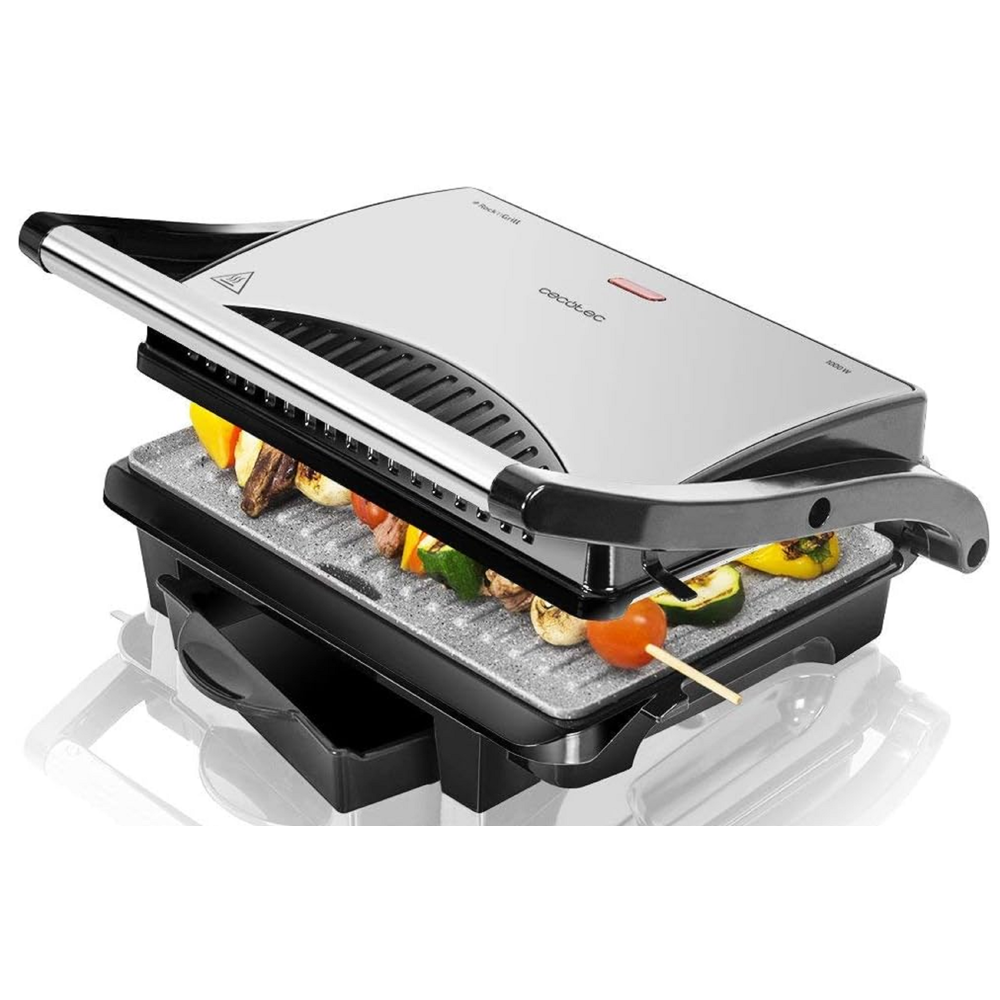 გრილი Cecotec 03023 Rock'N Grill, 1000W, Grill, Black/Silver