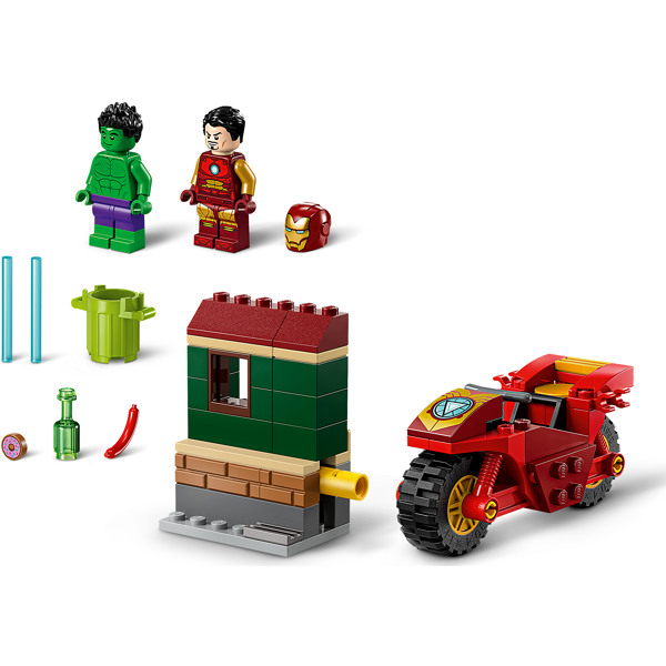 ასაწყობი კონსტრუქცია Lego 76287, Iron Man with Bike and The Hulk