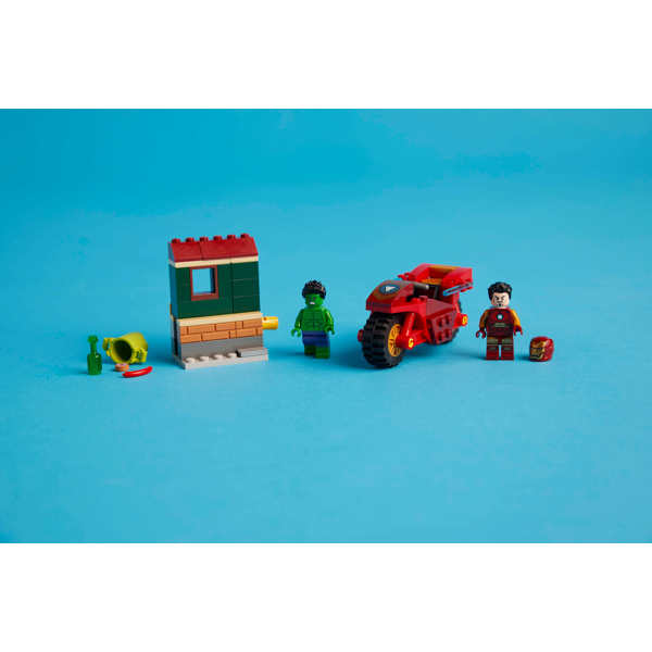 ასაწყობი კონსტრუქცია Lego 76287, Iron Man with Bike and The Hulk