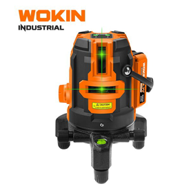 Wokin 507605, SELF-LEVELING 5-LINES GREEN LASER LEVEL, Black/Orange