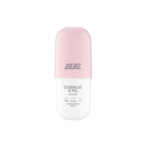 Cleaning kit 2E 2E-SK140PN PILL for office equipment (liquid 140ml, whipe 20cm), white-pink