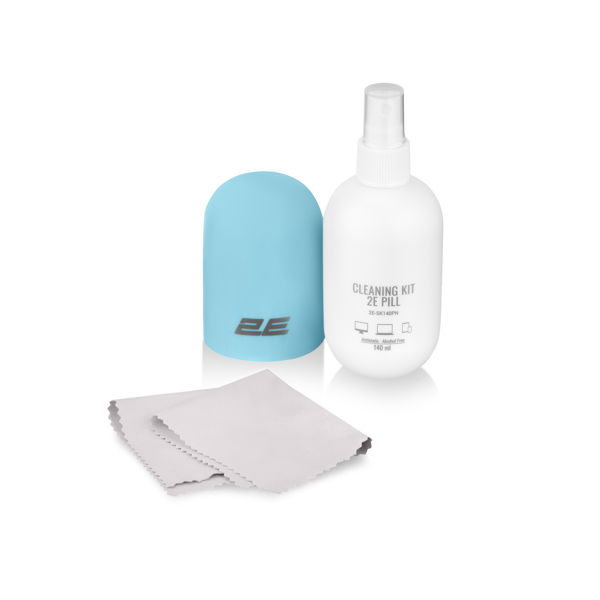 Cleaning kit 2E 2E-SK140BL PILL for office equipment (liquid 140ml, whipe 20cm), white-blue