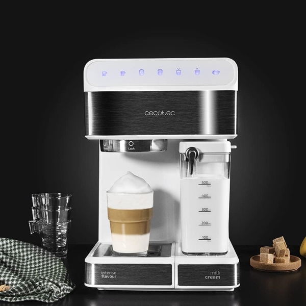 Coffee Machine Cecotec 1557 Cafetera Semi-Automática, 1350W, 1.4L, White/Silver