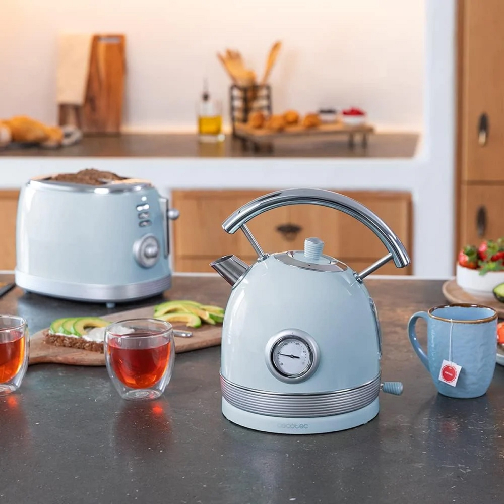 ელექტრო ჩაიდანი Cecotec 1482 Thermosense 420 Vintage, 2200W, 1.8L, Electric Kettle, Light Blue