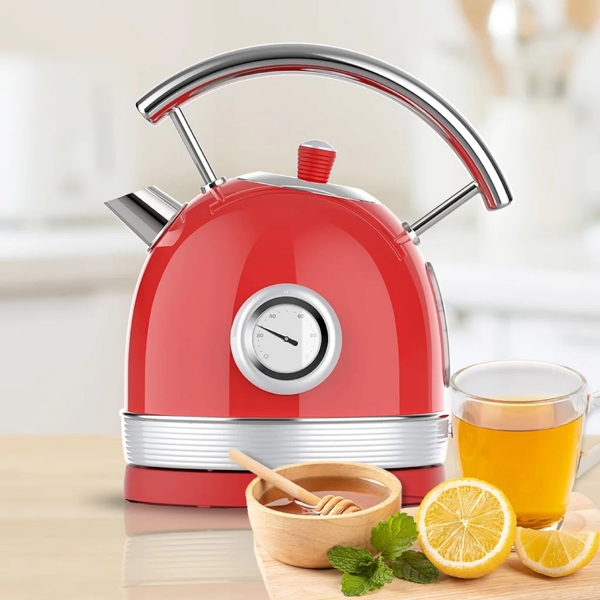 ელექტრო ჩაიდანი Cecotec 1981 Thermosense 420 Vintage, 2200W, 1.8L, Electric Kettle, Red