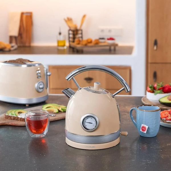 ელექტრო ჩაიდანი Cecotec 1485 Thermosense 420 Vintage, 2200W, 1.8L, Electric Kettle, Light Beige