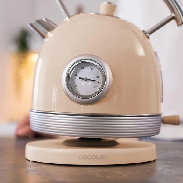 ელექტრო ჩაიდანი Cecotec 1485 Thermosense 420 Vintage, 2200W, 1.8L, Electric Kettle, Light Beige
