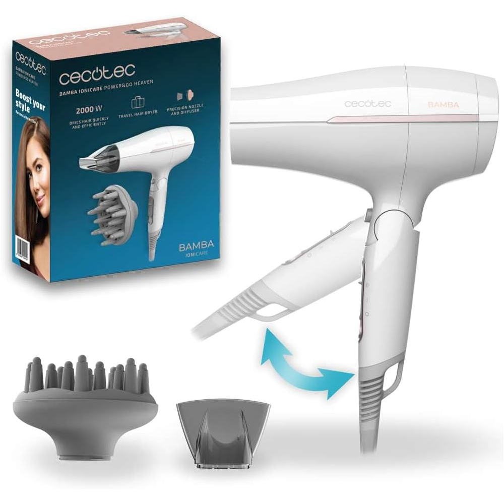 Hair Dryer Cecotec 4415 Bamba IoniCare Power&Go Heaven, 2000W, White