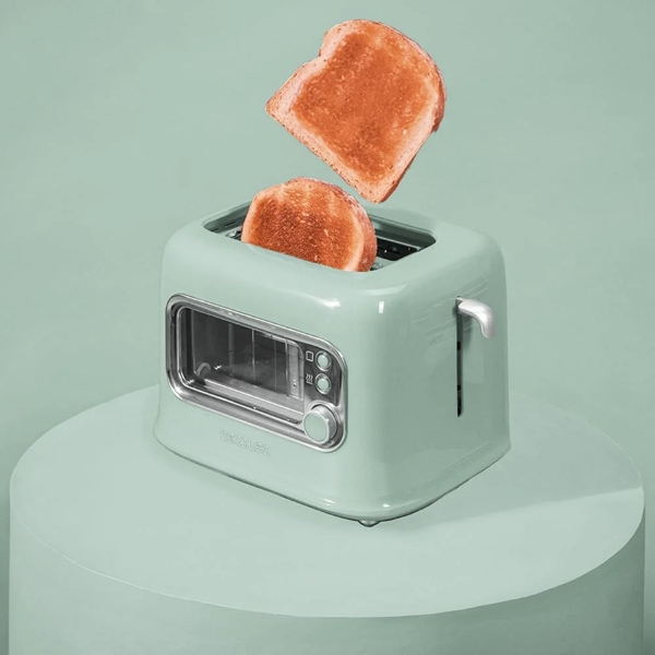 Toaster Cecotec 8040 Tostadora vertical RetroVision, 700W, Green