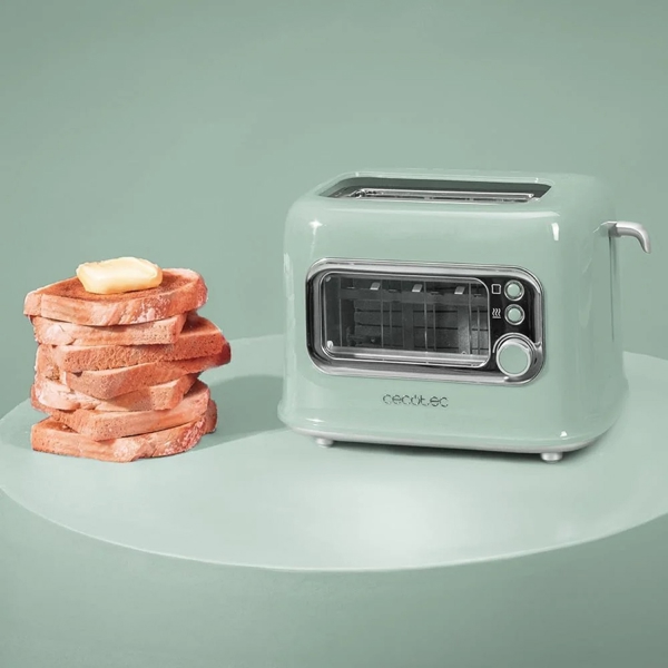 Toaster Cecotec 8040 Tostadora vertical RetroVision, 700W, Green