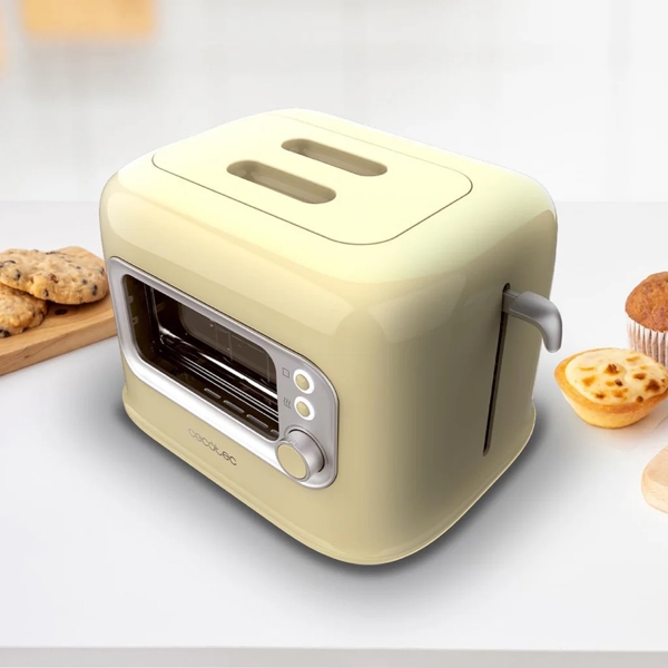 ტოსტერი Cecotec 8041 Tostadora vertical RetroVision, 700W, Toaster, Yellow