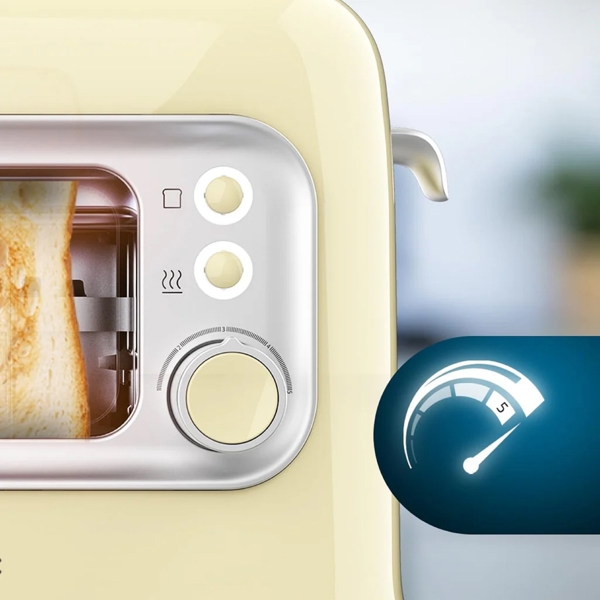 ტოსტერი Cecotec 8041 Tostadora vertical RetroVision, 700W, Toaster, Yellow