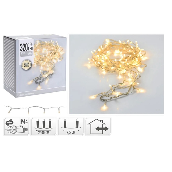 საშობაო განათება Koopman String WW-320 LED, 24m, Christmas Light, Warm White