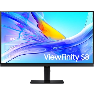 მონიტორი Samsung LS27D804UAIXCI ViewFinity S8, 27", Monitor, 4K UHD, IPS, HDMI, USB, USB-C, LAN, DP, Black