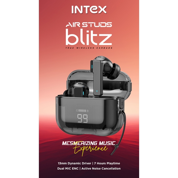 Intex AIR STUDS blitz, Earbuds, Wireless, Bluetooth, Black