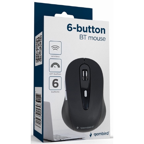 Gembird MUSWB-6B-01, Wireless, Bluetooth, Mouse, Black