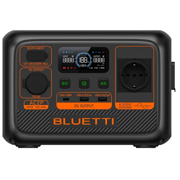 Bluetti AC2P, 230,4Wh, USB-C, USB-A, Power Station, Black