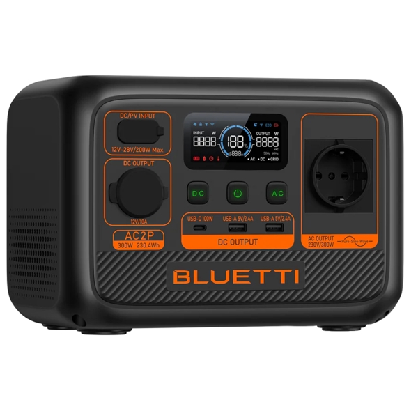 Bluetti AC2P, 230,4Wh, USB-C, USB-A, Power Station, Black