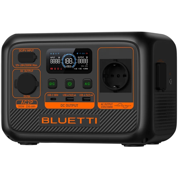 Bluetti AC2P, 230,4Wh, USB-C, USB-A, Power Station, Black