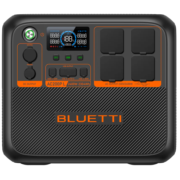 Bluetti AC200PL, 2304Wh, USB-C, USB-A,, Expandable Power Station, Black