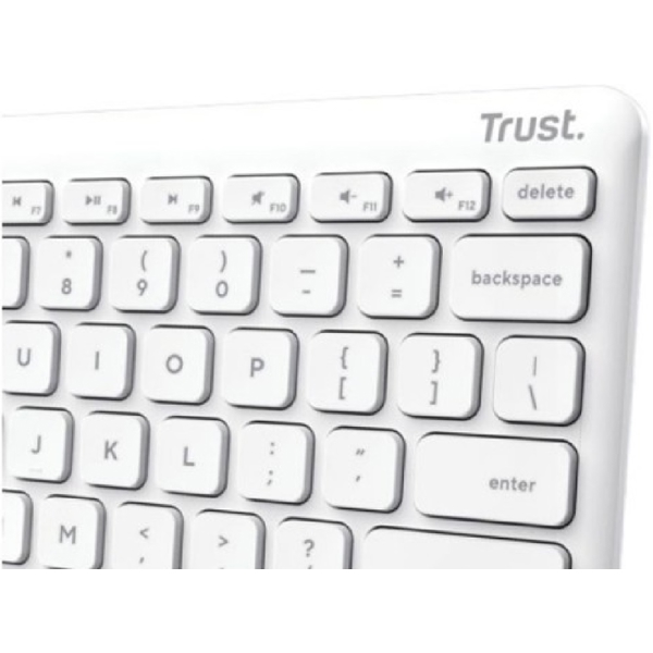 კლავიატურა Trust 25097 Lyra, Wireless, Bluetooth, USB, USB-C, Keyboard, White