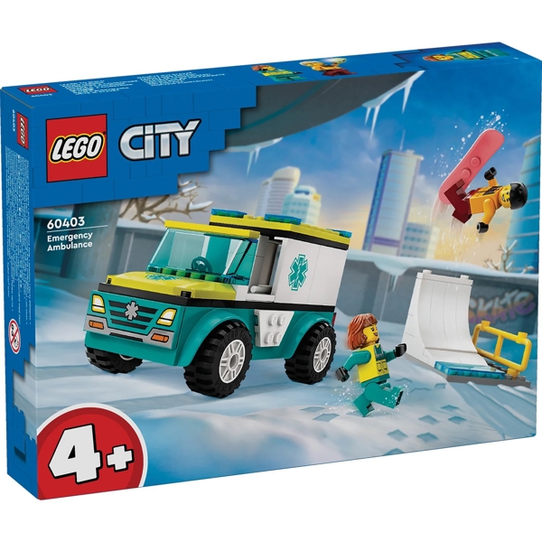 ასაწყობი კონსტრუქცია Lego 60403, Emergency Ambulance and Snowboarder