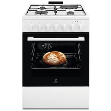 გაზქურა Electrolux LKM624022W, 3 Gas + 1 Electric, Gas Cooker, White