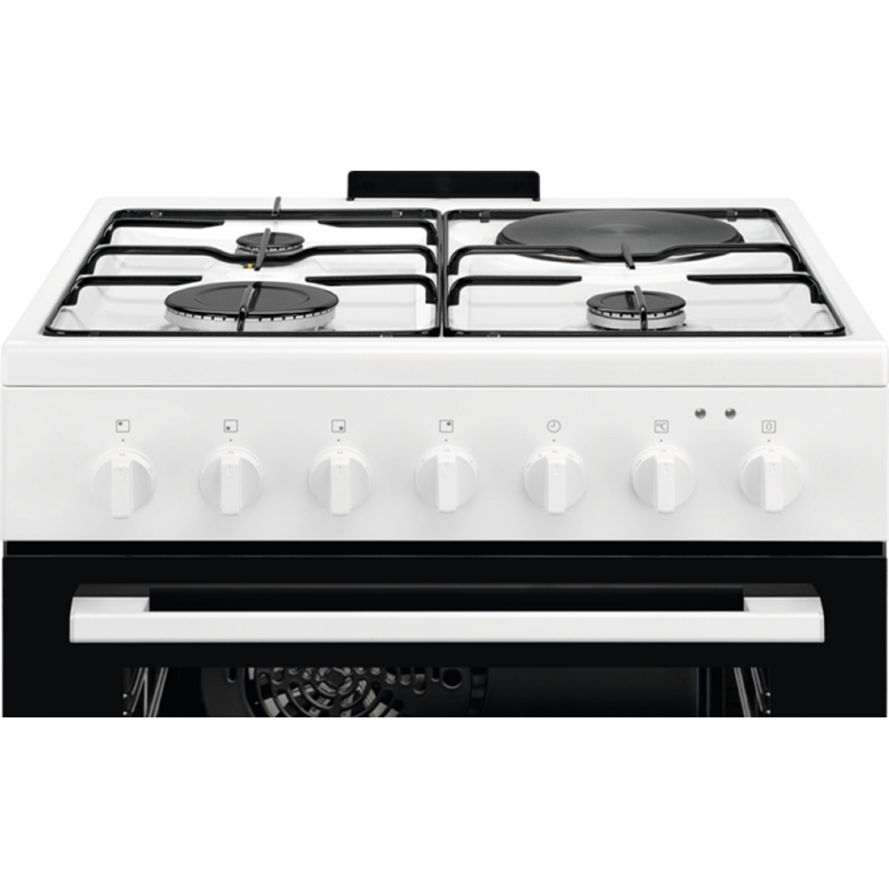 გაზქურა Electrolux LKM624022W, 3 Gas + 1 Electric, Gas Cooker, White