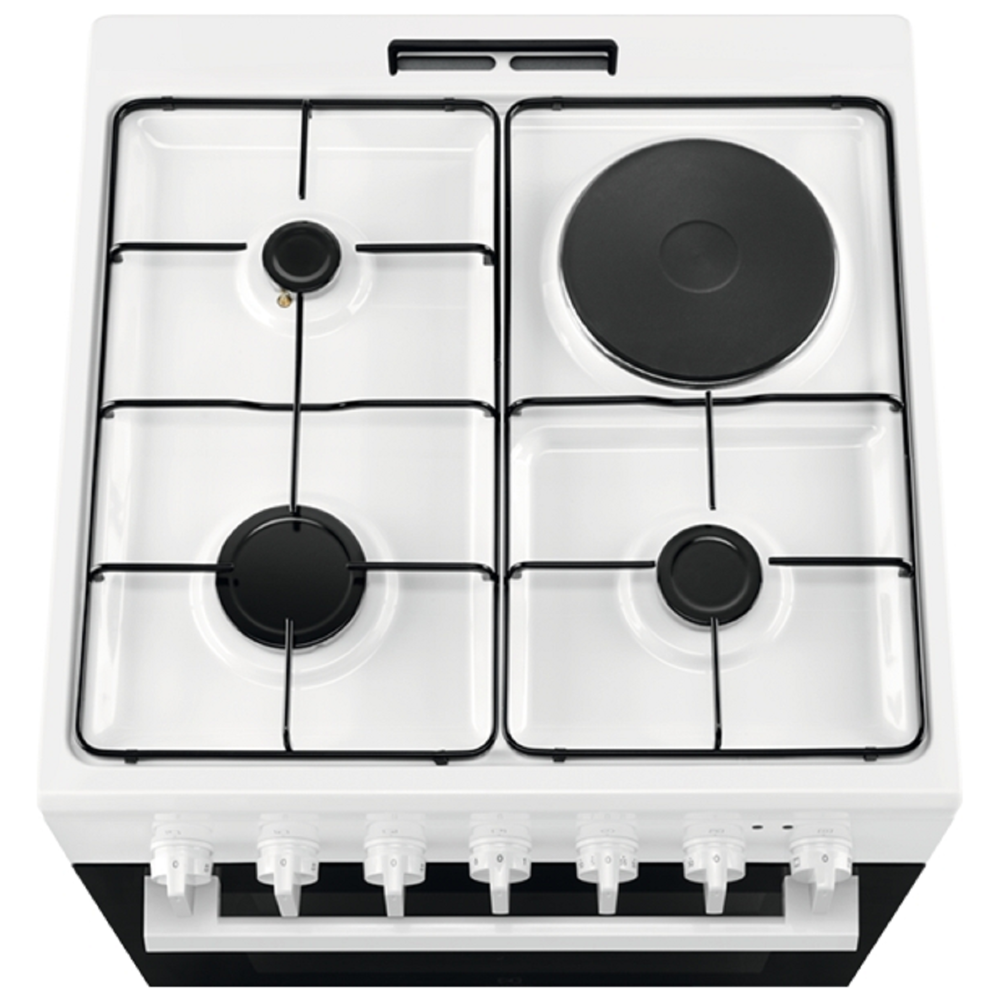გაზქურა Electrolux LKM624022W, 3 Gas + 1 Electric, Gas Cooker, White