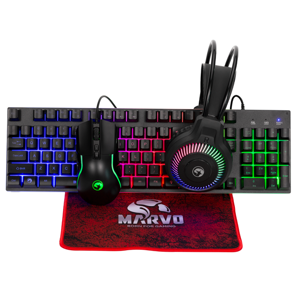 გეიმერული ნაკრები Marvo CM416 LOOT40, Wired, RGB, USB, 4 in 1 Gaming Kit, Black