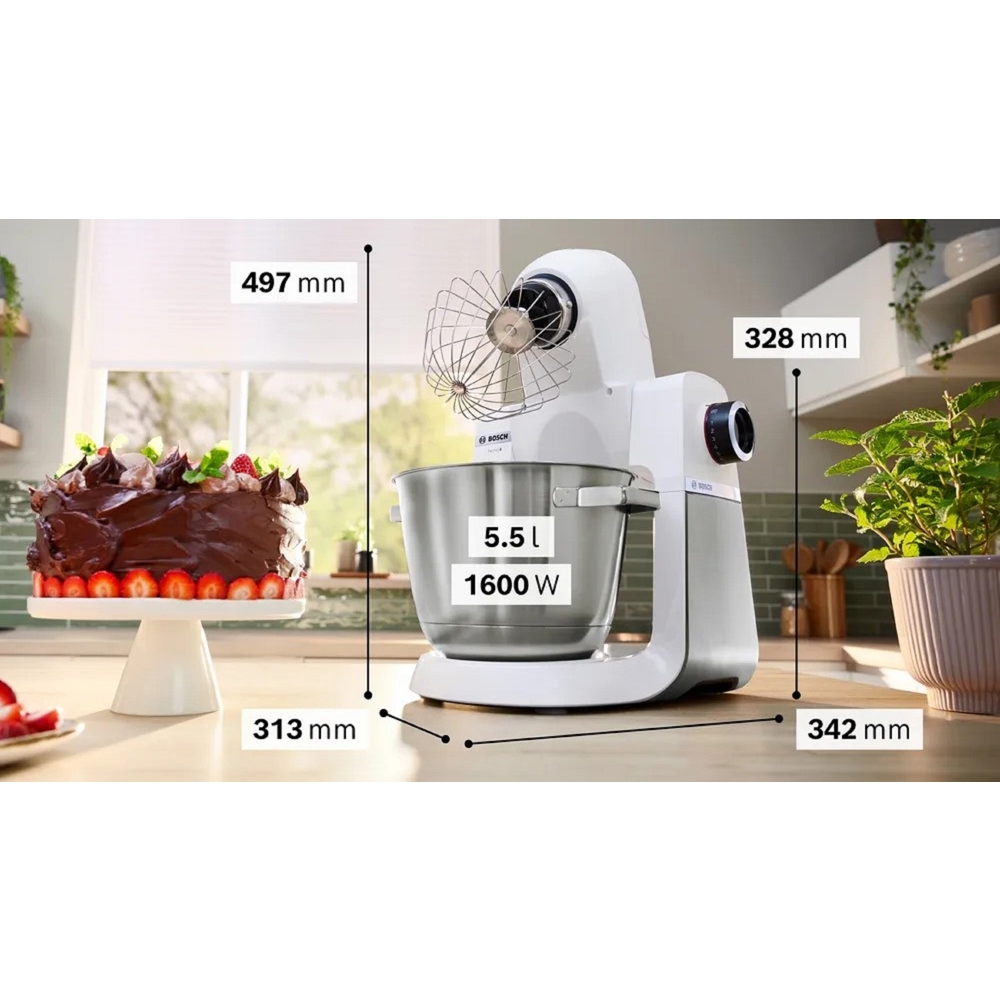 სამზარეულოს კომბაინი Bosch MUMS6EW00, 1600W, 5.5L, Food Processor, White