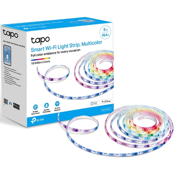 ჭკვიანი ლედ განათება TP-Link Tapo L920-5, 5m, Smart Wi-Fi Light Strip, Multicolor