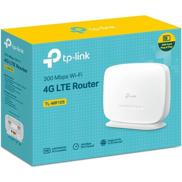 4G როუტერი TP-Link TL-MR105, 300 Mbps, 4G LTE Router, White