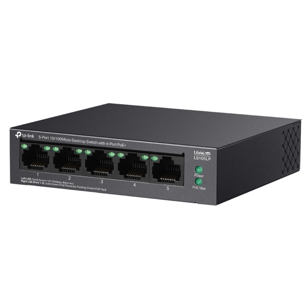 TP-Link LS105LP, 5-Port, PoE+ Switch, Black