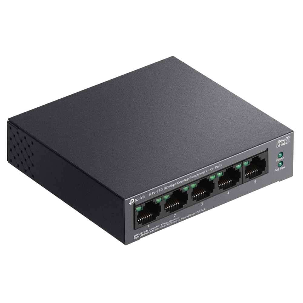 სვიჩი TP-Link LS105LP, 5-Port, PoE+ Switch, Black