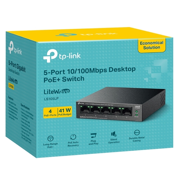 TP-Link LS105LP, 5-Port, PoE+ Switch, Black