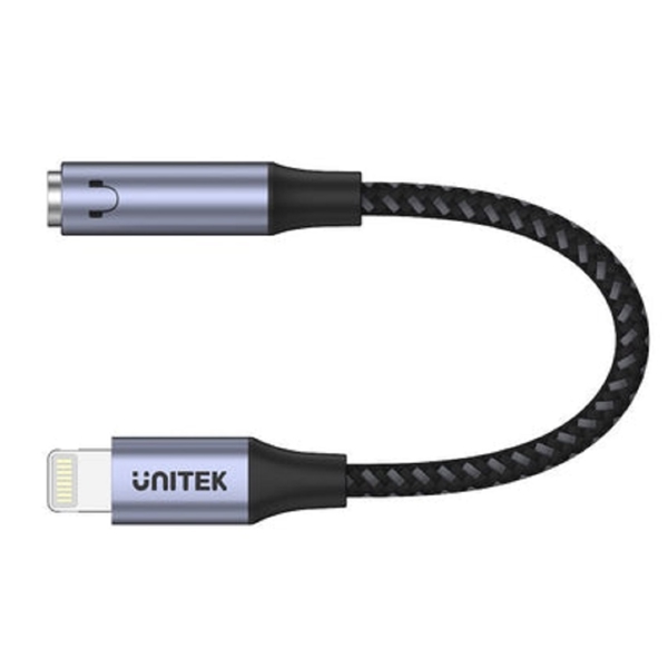 აუდიო ადაპტერი Unitek M1208A, 138mm, Lightning to 3.5mm Headset Jack Adapter, Black