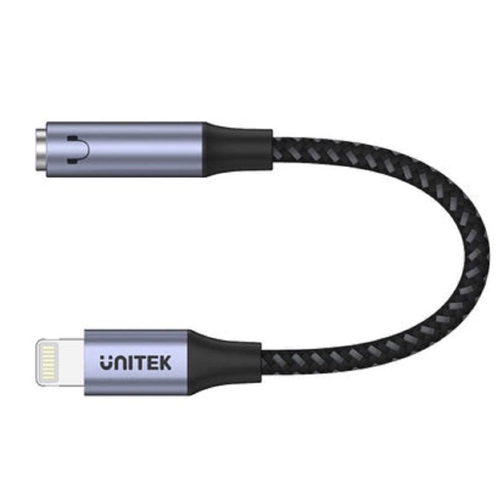 აუდიო ადაპტერი Unitek M1208A, 138mm, Lightning to 3.5mm Headset Jack Adapter, Black