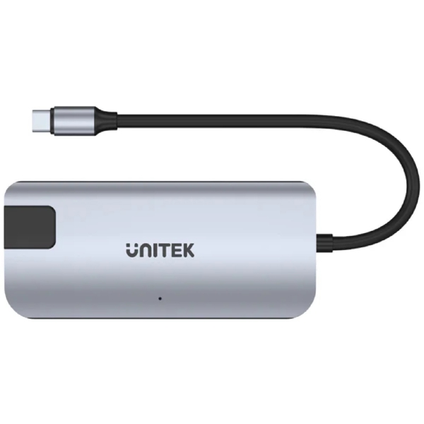 Unitek D1028A, USB-C, USB, HDMI, RJ45, Hub, Grey