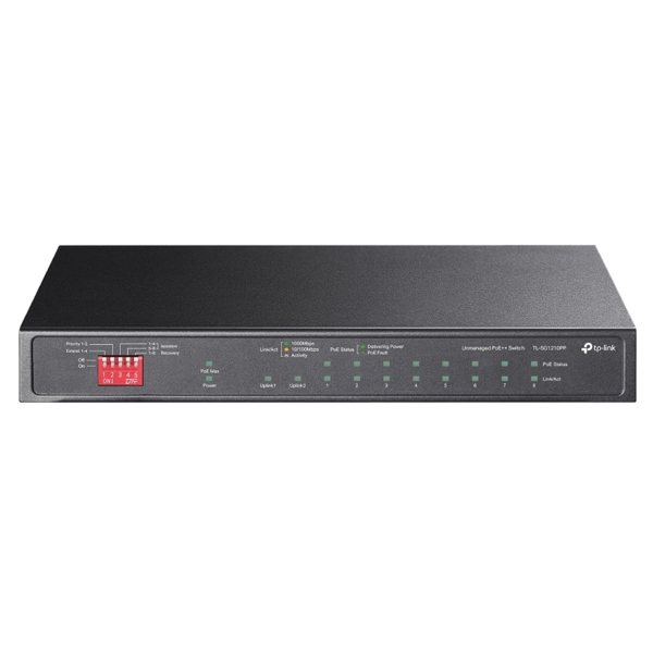 სვიჩი TP-Link TL-SG1210PP, 10-Port Gigabit, PoE+ Switch, Black