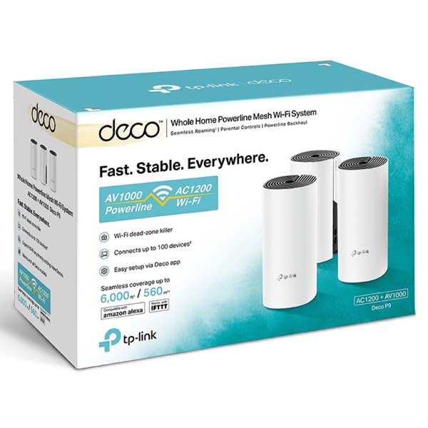 როუტერი TP-Link Deco P9(3-pack), Hybrid Mesh Wi-Fi System, White