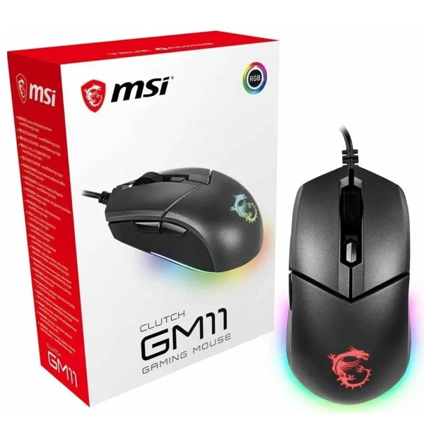 მაუსი MSI S12-0402030-CLA CLUTCH GM11, Wired, USB, Gaming Mouse, Black