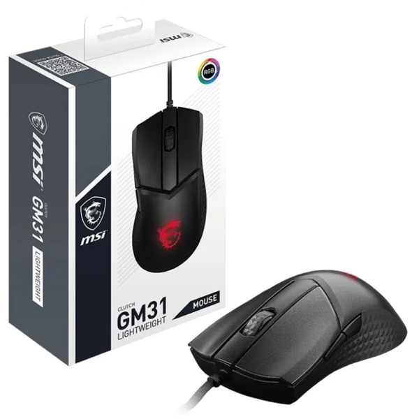 MSI S12-0402080-CLA CLUTCH GM31, Wired, USB, Gaming Mouse, Black