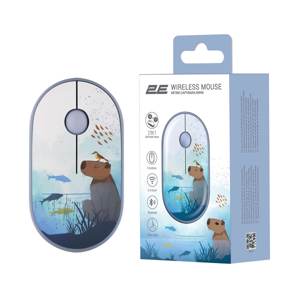 2E 2E-MF300WCAPIBARABL SWIM, Wireless, Bluetooth, USB, Mouse, Blue