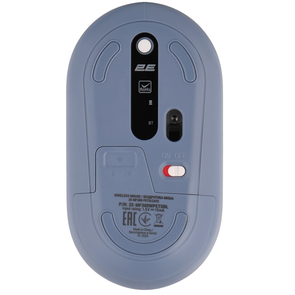 2E 2E-MF300WPETSBL CATS, Wireless, Bluetooth, USB, Mouse, Blue