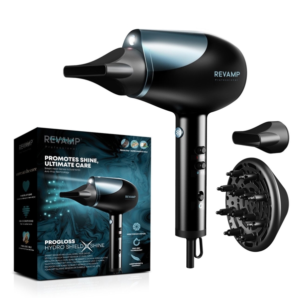 Revamp DR-6000-EU Progloss Hydro Shield X Shine, 1800W, Hair Dryer, Black