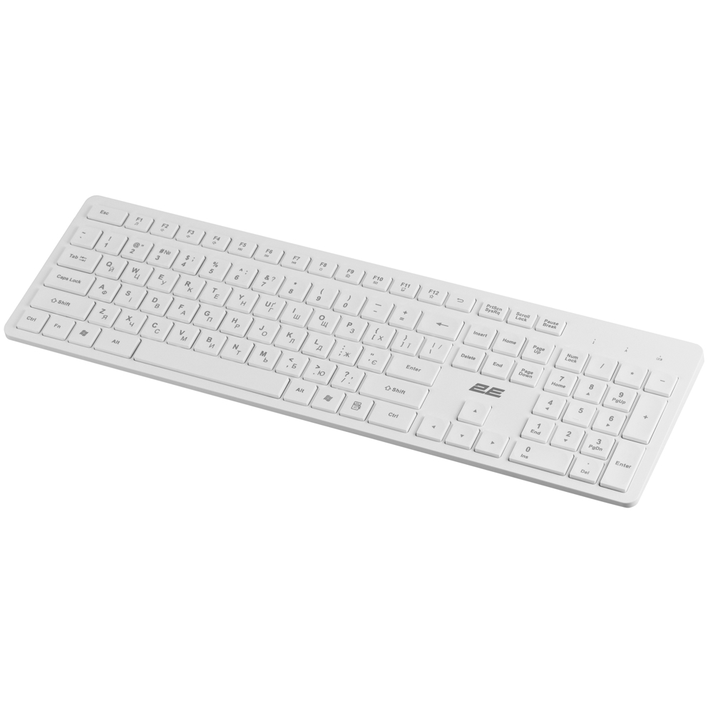კლავიატურა 2E 2E-KS260WWH_UA, Wireless, USB, Keyboard, White